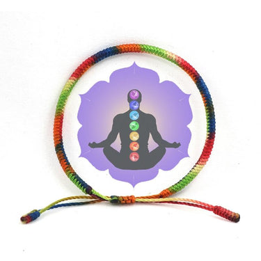 Tibetan Buddhist Lucky 7 CHAKRA for ' BALANCE' Hand Tied Mantra Bracelet